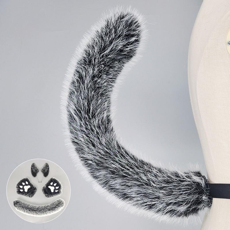 Halloween Wolf Costume Set: Plush Ear Headband Paw Gloves Tail Cosplay Party Dress-Up