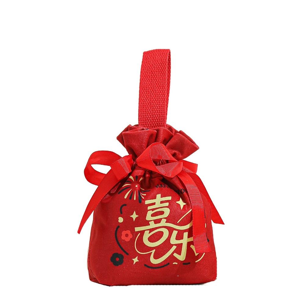 Traditional Canvas Wedding Candy Bag Tassels Drawstring New Year Gifts Bag Spring Festival Flower Chinese Style Handbag Party