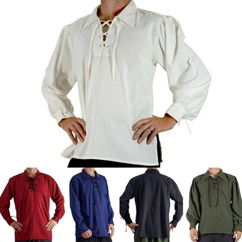 Soft And Comfortable Medieval Style Pirate Shirt For Men With Wide Cuff Sleeves