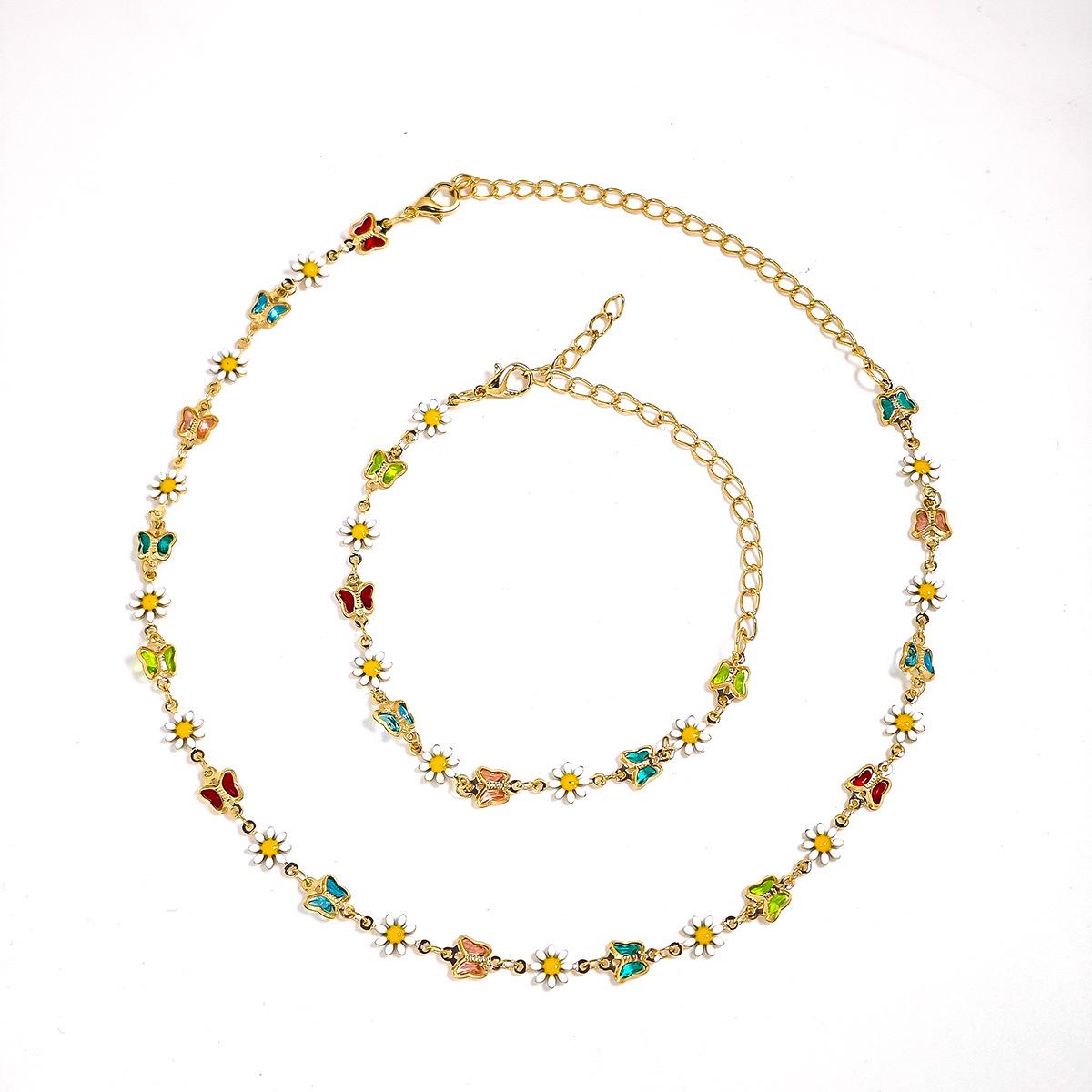 Dopamine Fresh Butterfly & Daisy Forest Necklace and Bracelet Set for Women бабочки