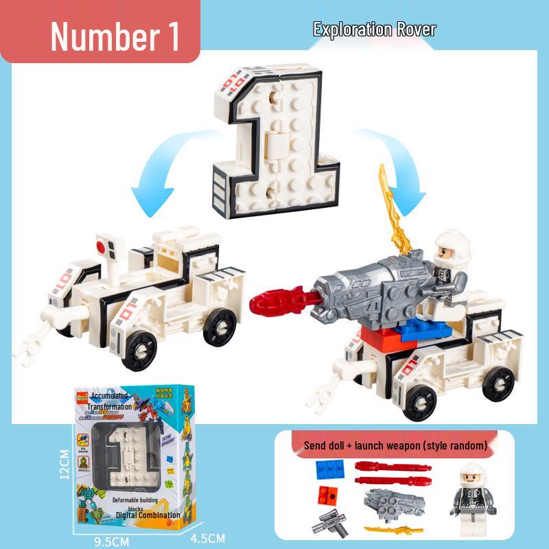 Number Transforming Robot Toy Set for Kids: 0-9 Educational Assembly for Elementary Students