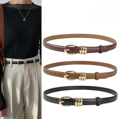 Ceinture en cuir pour femme, idéale pour un jean ou une robe, avec boucle dorée
