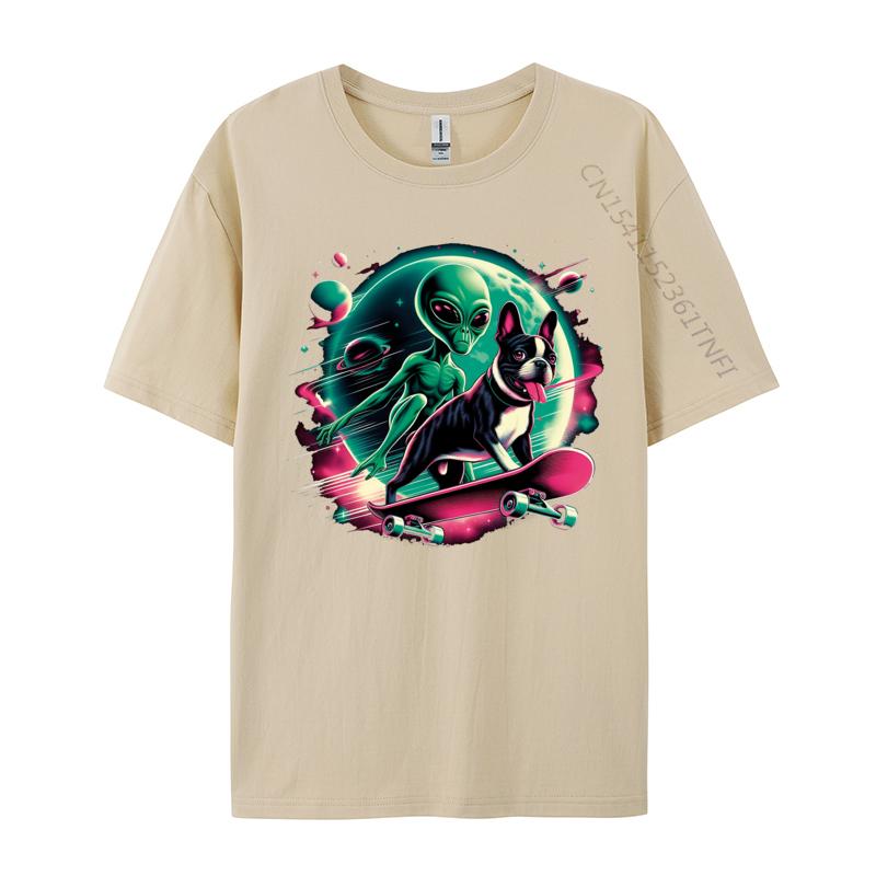 Space Skateboard Alien T Shirt Casual Tshirts Tops Tees For Men Fashionable 100 Cotton Cool T Shirts