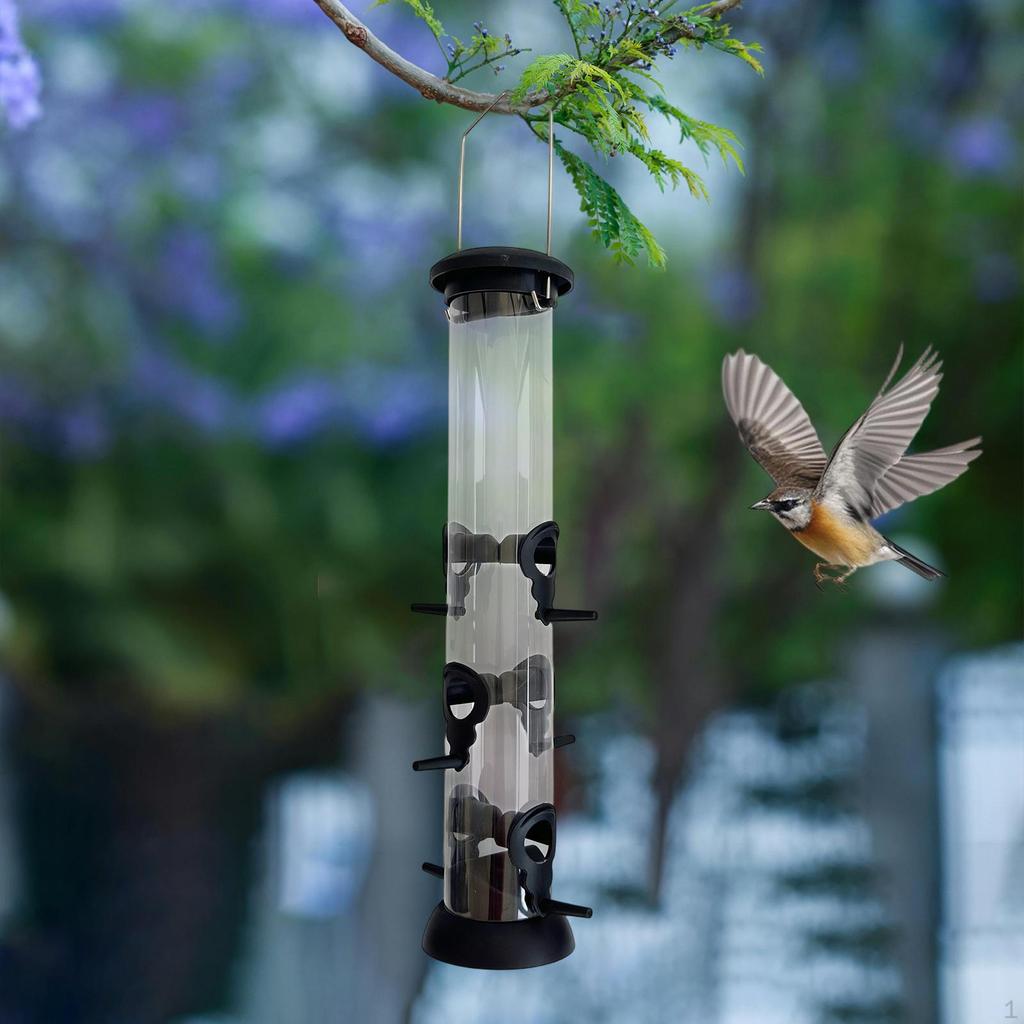 Tube Bird Feeders for Outdoors Hanging Feeding Station with Hanger Birdfeeder Balcony
