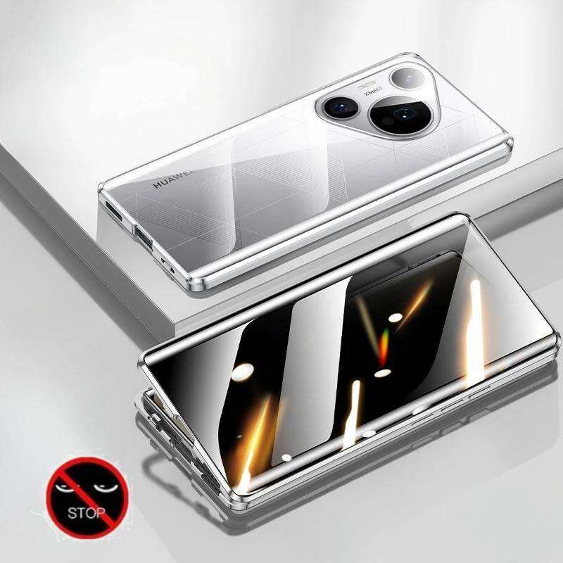 360° Magnetic Anti-Peep Privacy Case for Huawei P80 P70 Pro/ Pro+ Ultra with Tempered-Glass Camera Lens Protector Cover Phone Bumpers