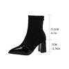 Ankle Boots Women Chunky Mid Heels Suede Shoes Woman Pointed Toe 2024 Trend Winter New Goth Walking Snow Chelsea Botas De Mujer