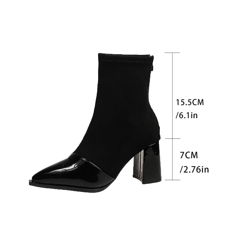 Ankle Boots Women Chunky Mid Heels Suede Shoes Woman Pointed Toe 2024 Trend Winter New Goth Walking Snow Chelsea Botas De Mujer