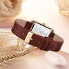 ShunkanSai Women's Analog Quartz Wristwatch with Leather Strap, Slim Fit, Stylish, Waterproof, Square Design, Simple Design, Popular for Casual Fashio
