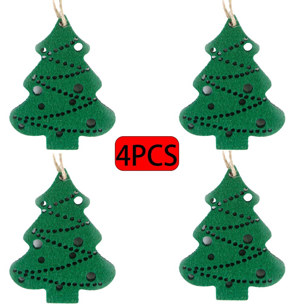 4 STÜCKE Weihnachten Filz Ornamente Hängende Dekorationen - Lebkuchenmann/Weihnachtsbaum/Stern/Glocke für Feiertags-Weihnachtsdekoration