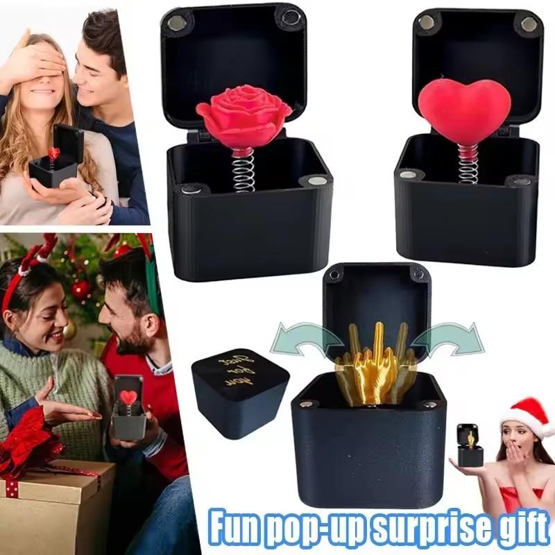 Love Rose Pop-up Surprise Gift Box Prank Middle Finger Surprise Valentine's Day Christmas Wedding Gift for Guest Home Decoration