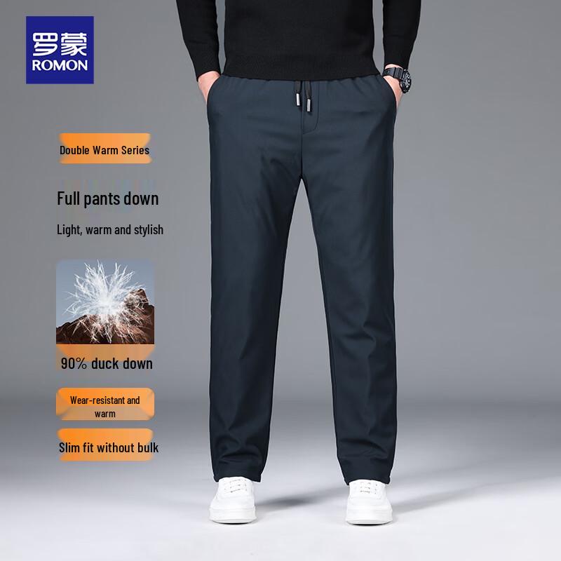 ROMON Men's Winter Waterproof 90% Down-Filled Straight-Leg Casual Trousers