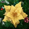 5 Pack Christmas Poinsettia Glitter Flower Ornaments in Colors