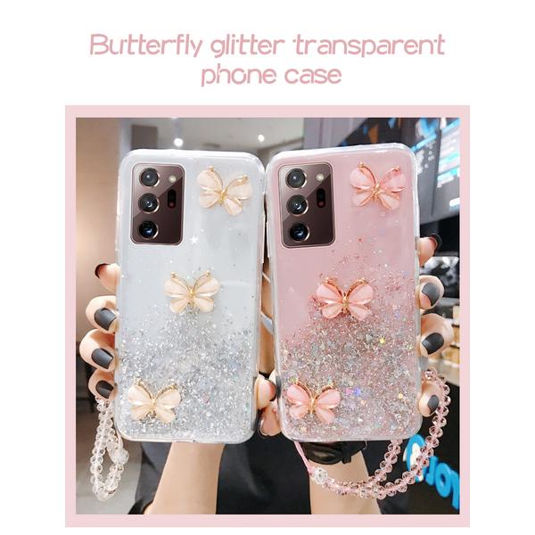 Bling Glitter Case For Samsung Galaxy A34 A54 A14 A33 A53 A23 S21 Plus S20 FE S22 S23 Ultra Strap Lanyard Silicone Cover