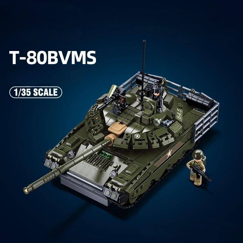798PCS T-80BVMS Main Battle Tank Model Building Blocks Army MBT Military DIY Educational Toy for Kids Creative Christmas Gift No Box