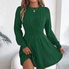 Autumn and Winter Women's Knitted Sweater Dress Solid Color Slim-fit Lantern Sleeve Sweater Dress Knitted A-line Dress