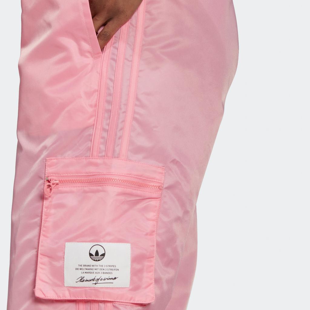Adidas Originals Solid Color Pocket Logo Label Drawstring Cuff Sports Pants Women Bottoms Pink HL9068