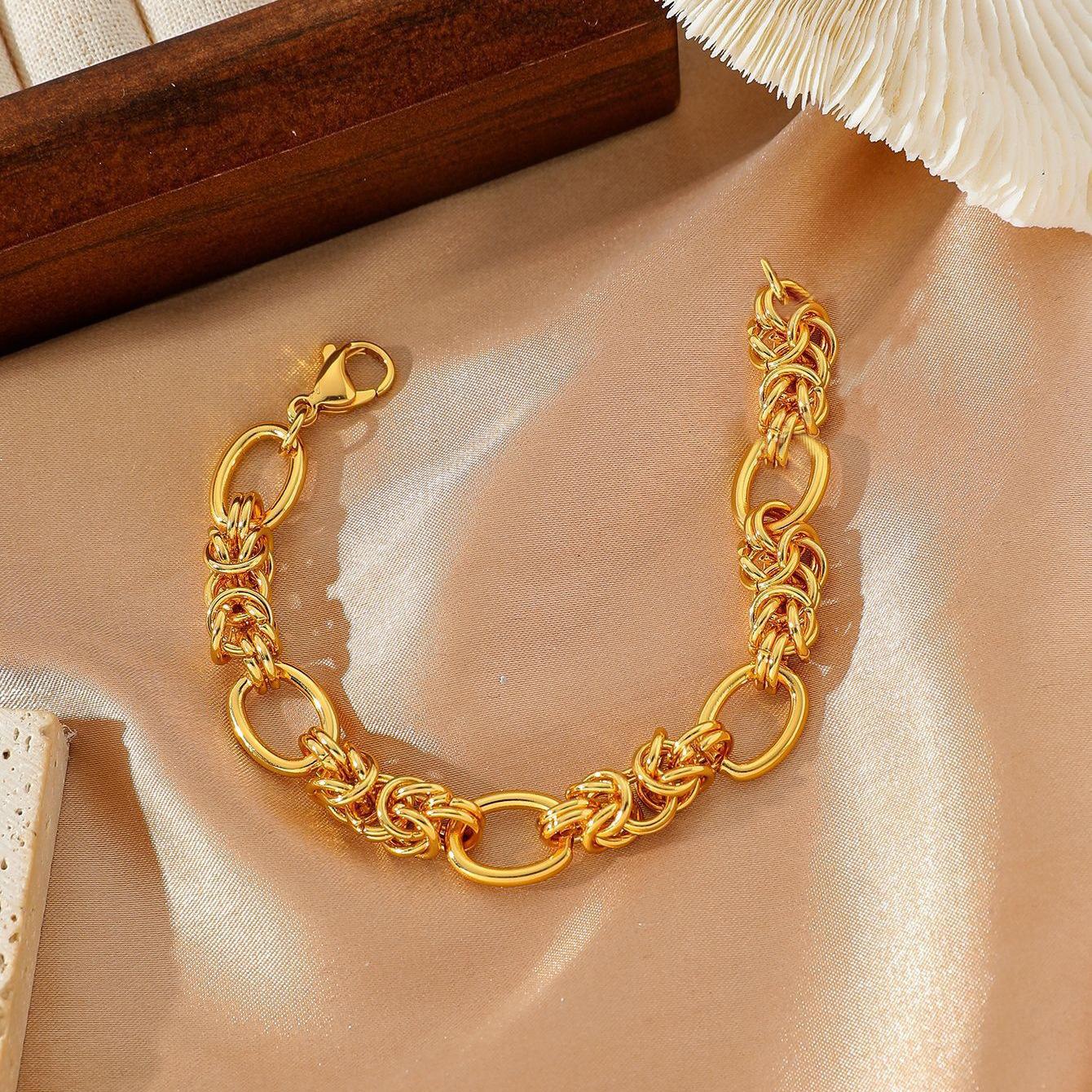 

New Temu Cross Border Handmade Chain Fashion Versatile Gold DIY Sexy Fancy Splicing Bracelet золотистий