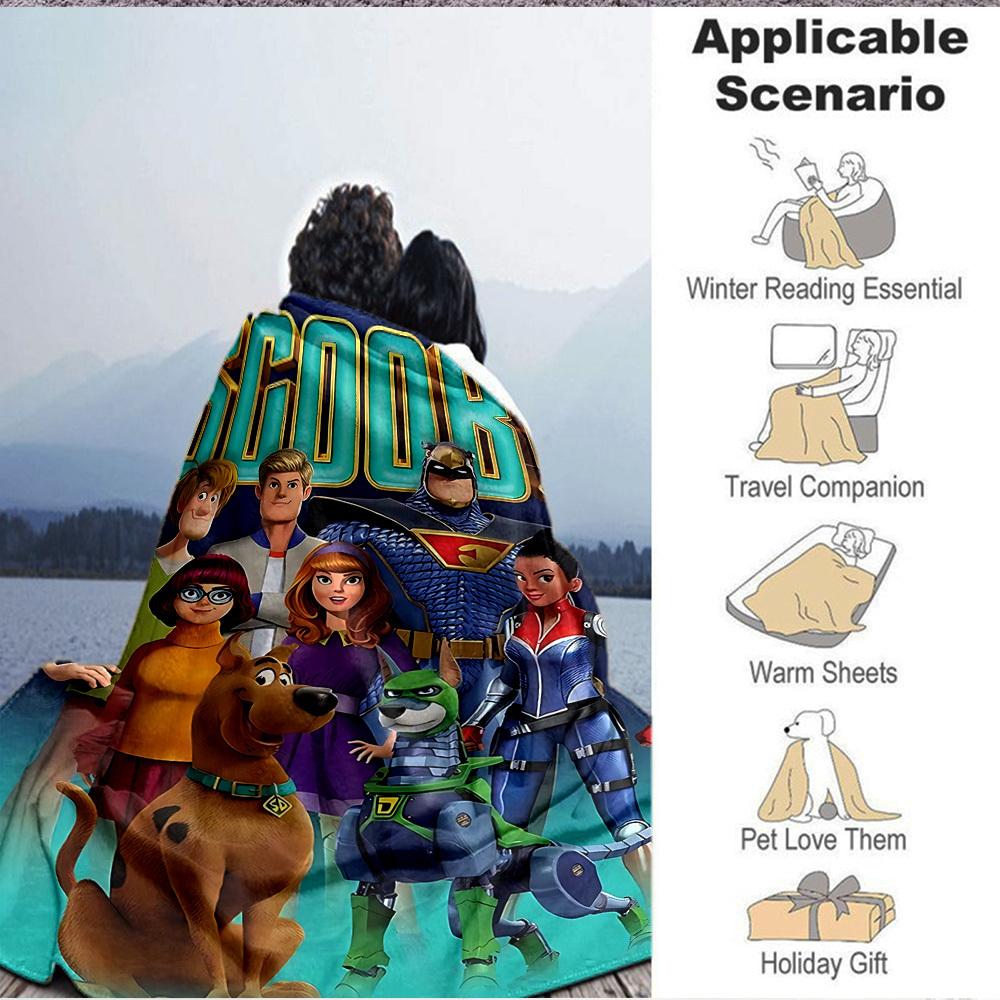 1pc Scooby-Doo Mystery Flannel Throw Blanket - Lightweight Soft Warm All-Season Blanket for Sofa, Bed, Travel, Camping L1029093