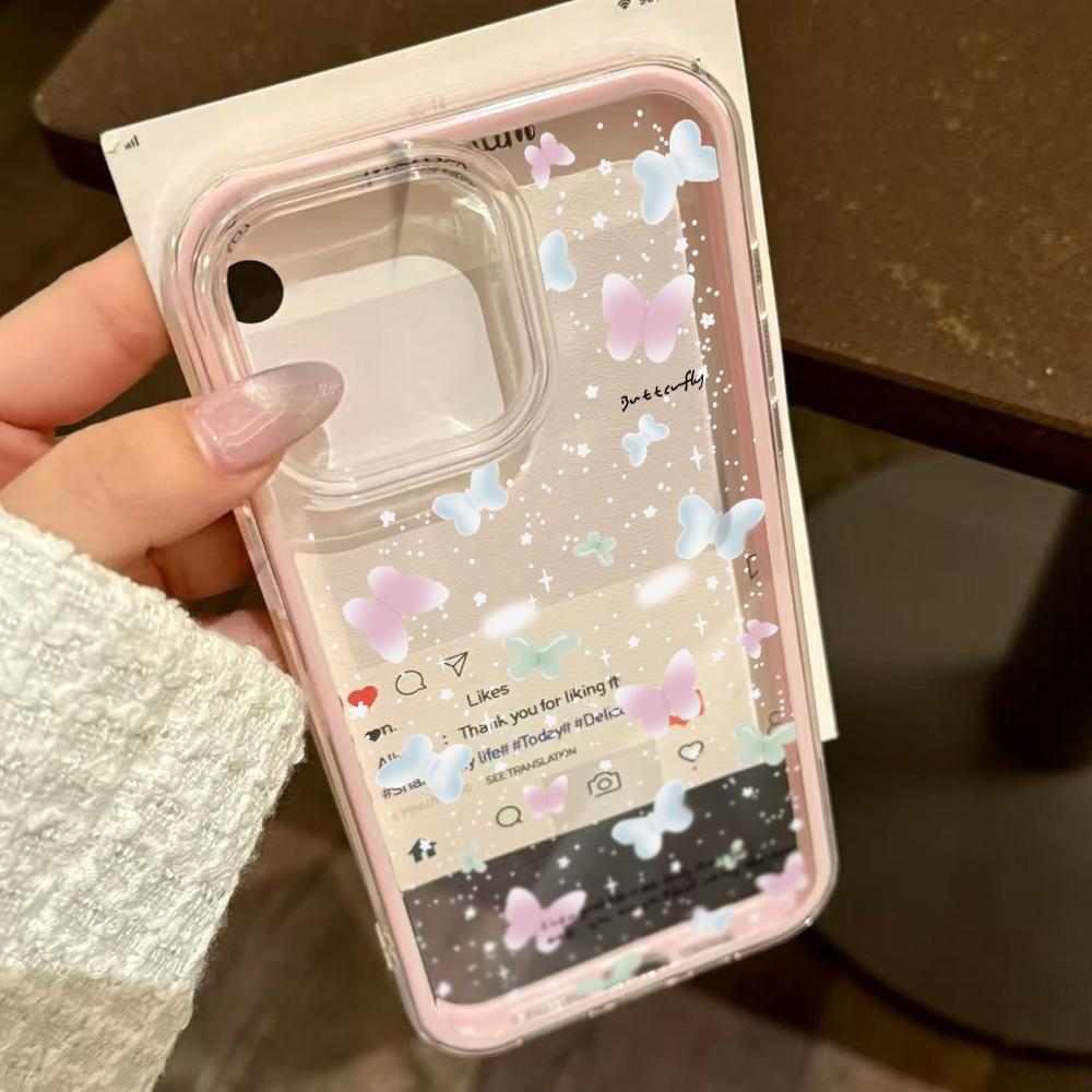 2 in 1 Candy Color Phone Case For iPhone 11 16 17 Pro Max 13 15 14 12 17 Air 17promax Soft TPU Transparent Flower Funda Cover