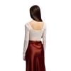 European & American Street Fashion Mesh Lace Slim Square Collar Long-Sleeved Top for Women