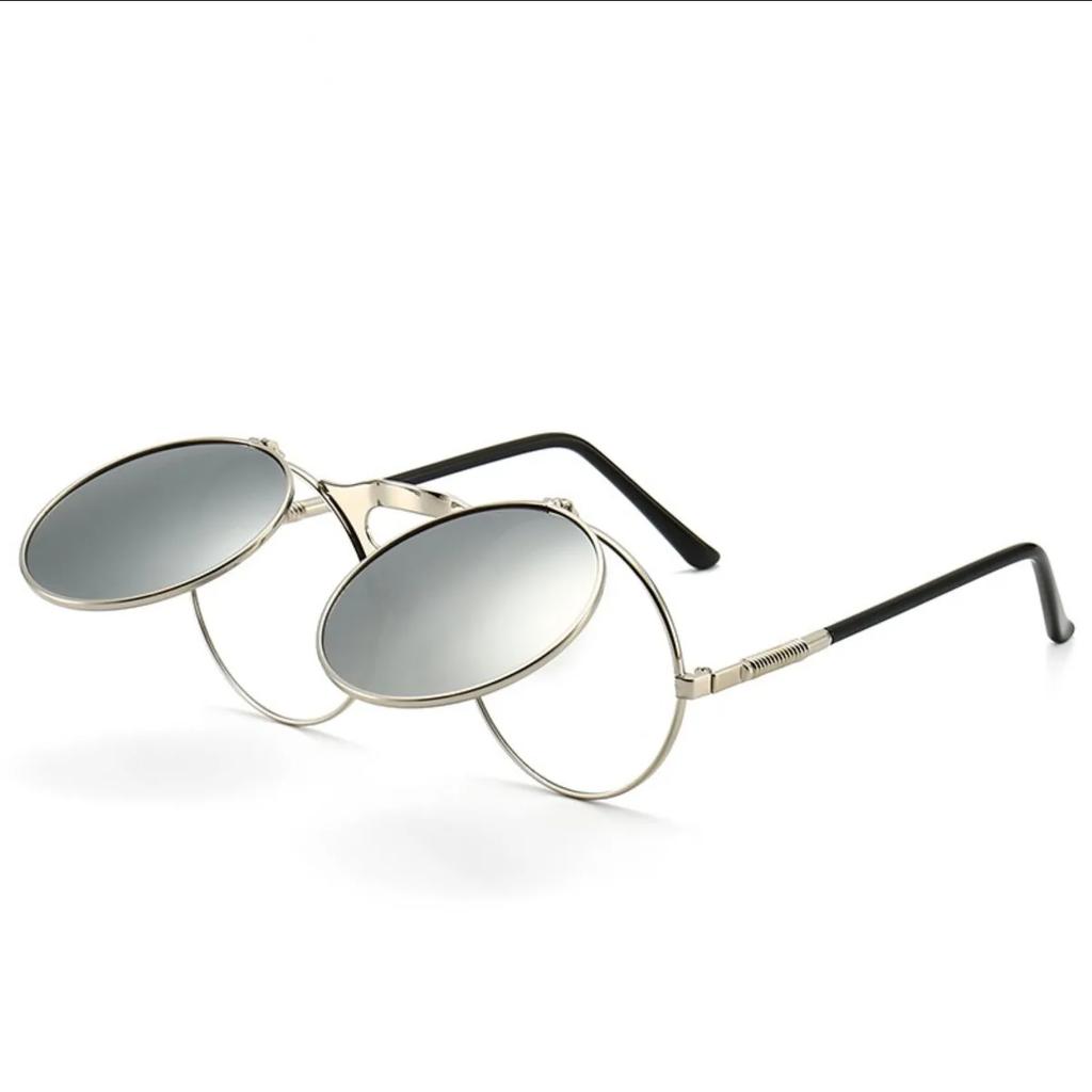 New Steampunk Sunglasses Round Metal Women Style Retro Flip Double Lens Sun Glasses Men Circle Trend Fashion Eyeglasses