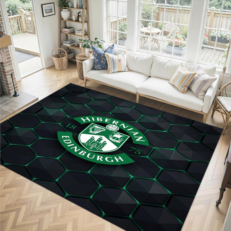 Hibernian FC Design Crystal Velvet Carpet Cozy Non?Slip Printed Rug For Bedroom Living Room Entrance