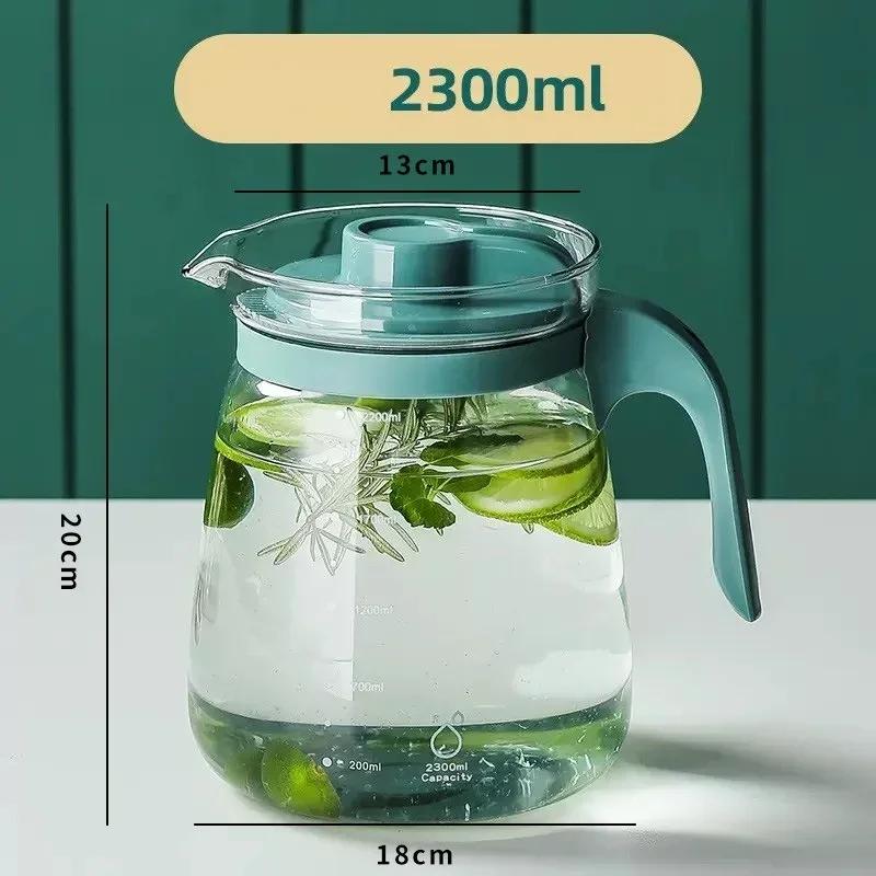Large Capacity Glass Kettle High Temperature Resistance Water Bottle Household Transparent Teapot Coffee Jug Drinking Utensil