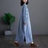 Spring Autumn Vintage Women Denim Dresses Vestidos Robe Elbise Loose Plus Size Fashion Long Sleeve Long Dress