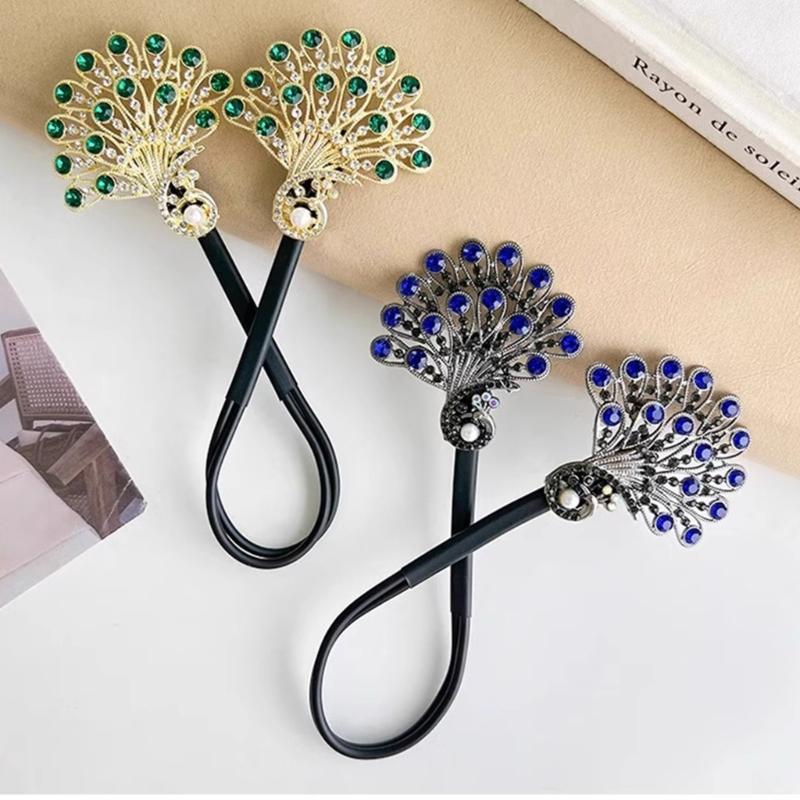 Peacocks Shaped Hairpin Strong Grip Alloy Materials For Gym Party Quick Hairstyling
