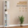 Bathroom Cabinet, Narrow Bathroom Cabinet with Drawer, Arched Doors, Open Shelf, Adjustable Shelf, 20x20x185 Cm, White
