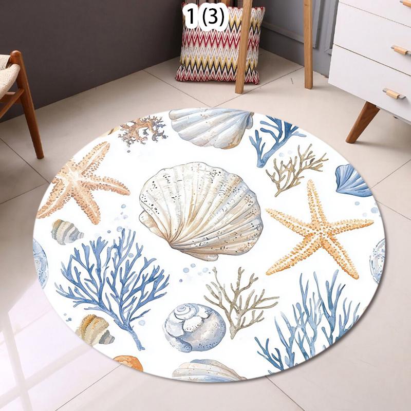 Marine Theme 3D Round Rug Living Room Bedroom Carpet Seaside Pattern Soft Durable Home Decor Nautical Stylish Styles  area rug