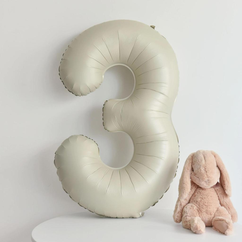 40-Inch Caramel Cream Number Balloons - Aluminum Foil Birthday Party Decoration for Kids and Adults