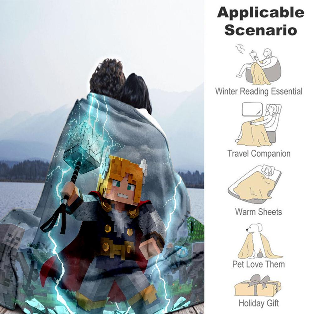 Minecraft Flannel Blanket, High quality Comfortable for All Seasons, Home Decor, Warmth and Comfort