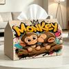 2D Flat Intimate Little Monkey Kiss Tissue Box High Aesthetic Ornament Multifunctional Storage Smooth Dispensing Tabletop Decoration Dual Use Compatib