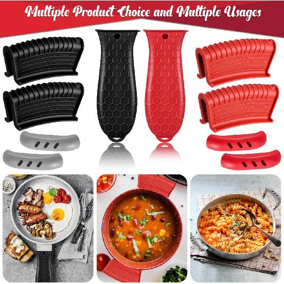 Cast Iron Handle Cover, 10 Packs Silicone Pot Holders, Cast Iron Handle Covers Heat Resistant, Non-Slip Pot Handle Covers, for Frying Cast Iron