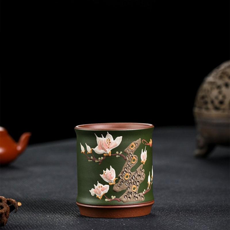 Yixing Handmade Zisha Teacup Purple Clay Magnolia Master Cup For Home Tea Ceremony