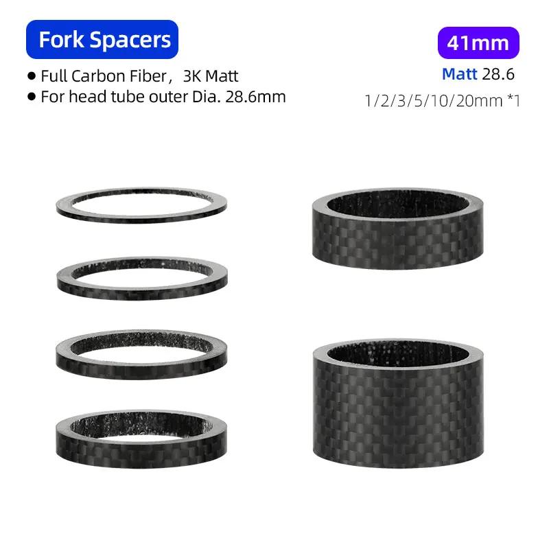 Bicycle Carbon Fiber Spacers for 1-1/8" 28.6mm Fork Headset Handlebar Stem Rise up Height Adjust Washers 3K Matte Rings