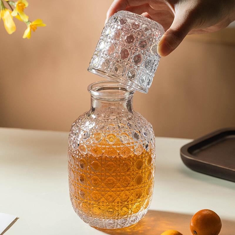Retro Diamond Whiskey Glasses Cup Set Bar Water Bottle Transparent Engraved Crystal Glass Fruit Juice Teapot Wine Glass Cup