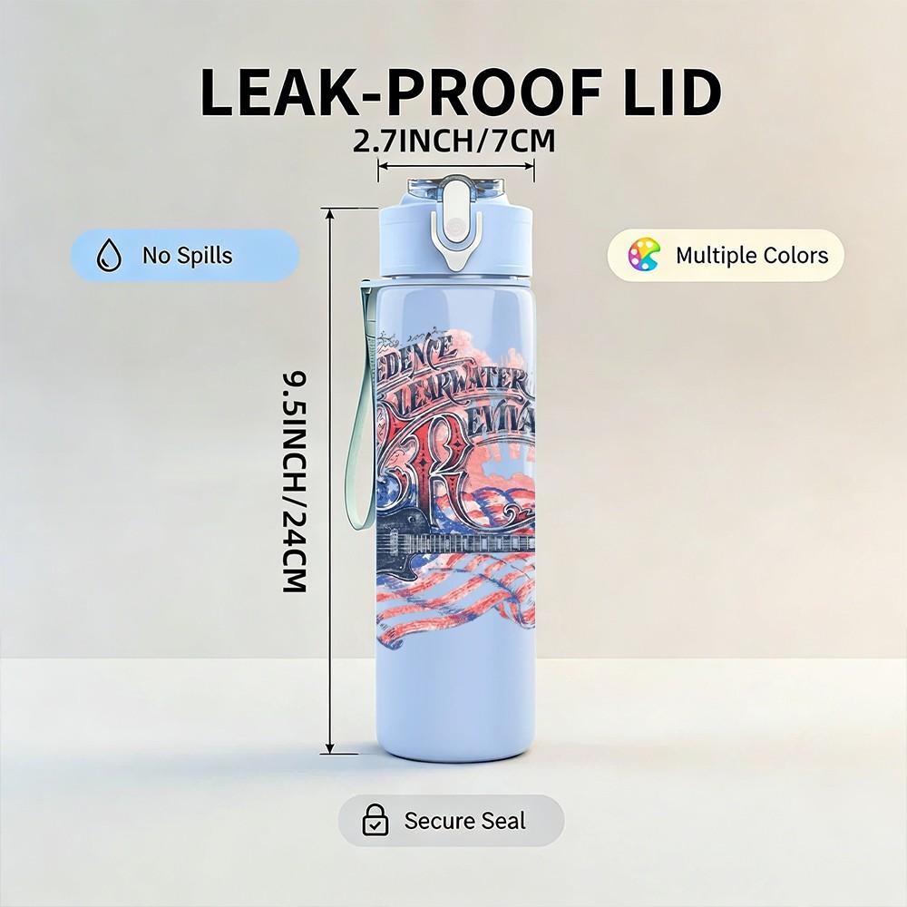 1PC Blue Collage Art 750ml sports water bottle leakproof straw lid outdoor office home