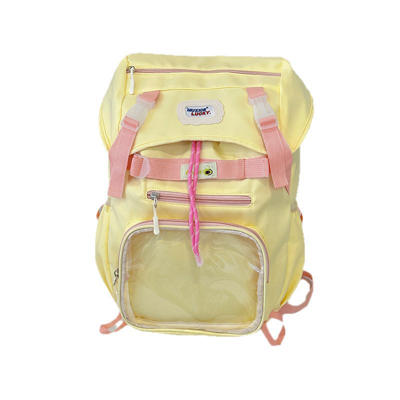 Decor Letters Minimalist Student Backpacks With Transparent Compartments