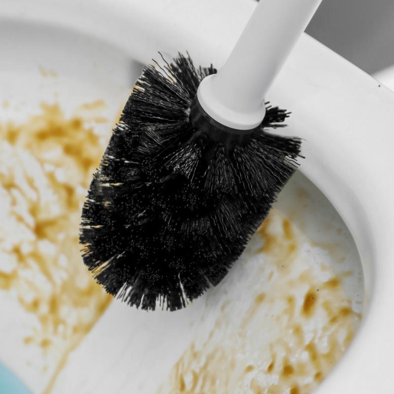 Plastic Toilet Brush with Base Set, Household Toilet Brush Without Blind Spots, Nylon Bristle Bathroom Cleaning Brush