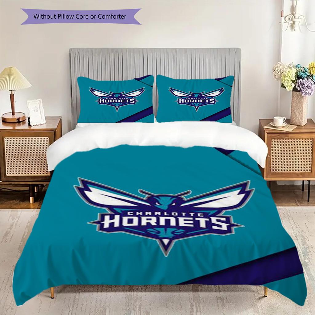 Charlotte Hornets Dynamic Blue Energy Three-piece set(1 * duvet cover + 2 * pillowcase, without core)Soft and comfortable Bedding set