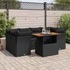 VidaXL Garden Furniture 7 Pcs with Cushions Black Wicker, Outdoor Sofa Set, Garden Lounge Set, Set 3326890
