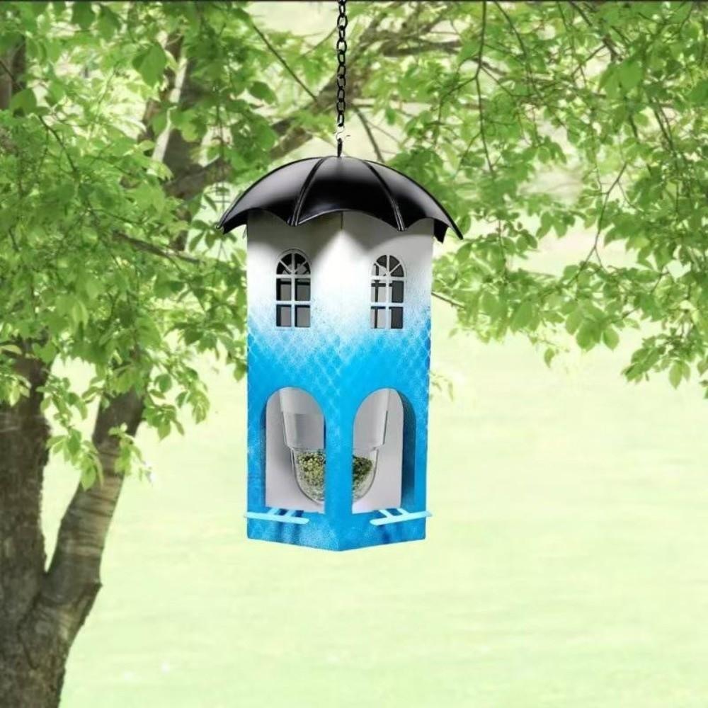 Hollow Hanging Bird Feeder Waterproof Bite Resistant Castle Bird Feeder Squirrel Proof with Stand Hummingbird Feeder