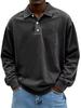 Men's Long Sleeve Polo Shirt Button Collar Relaxed Fit Casual Everyday Top