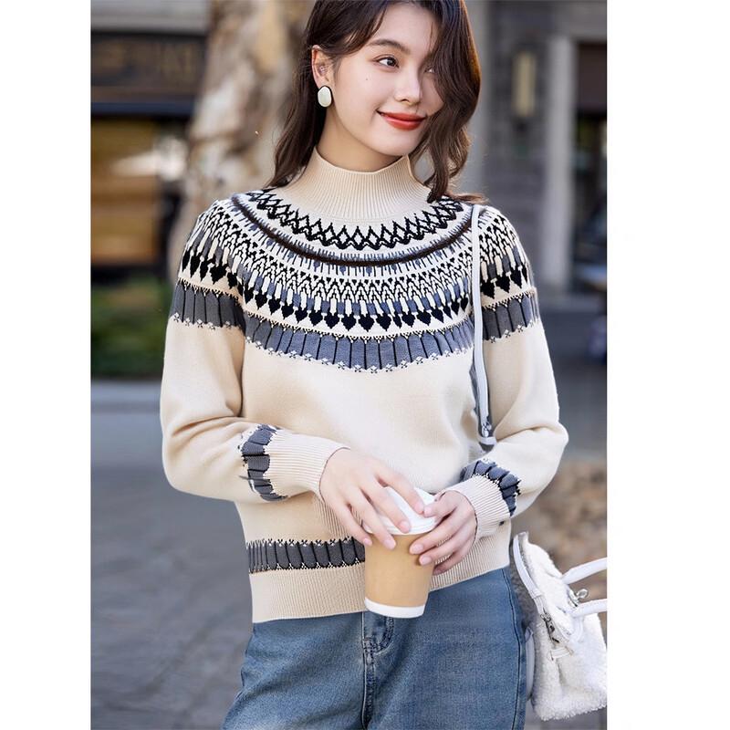 

Mokana Women s Urban Casual Fair Isle Long Sleeve Sweater MKNJD3096 One Size
