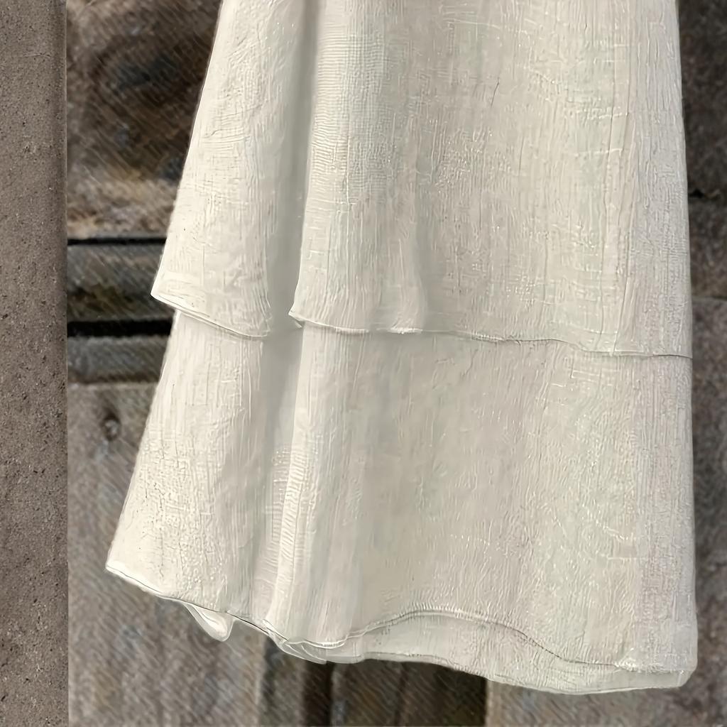 Abito da Donna Casual Monocolore Manica Corta Girocollo Linea ad A Stratificato Vestibilità Larga Leggero Abito Primavera Estate