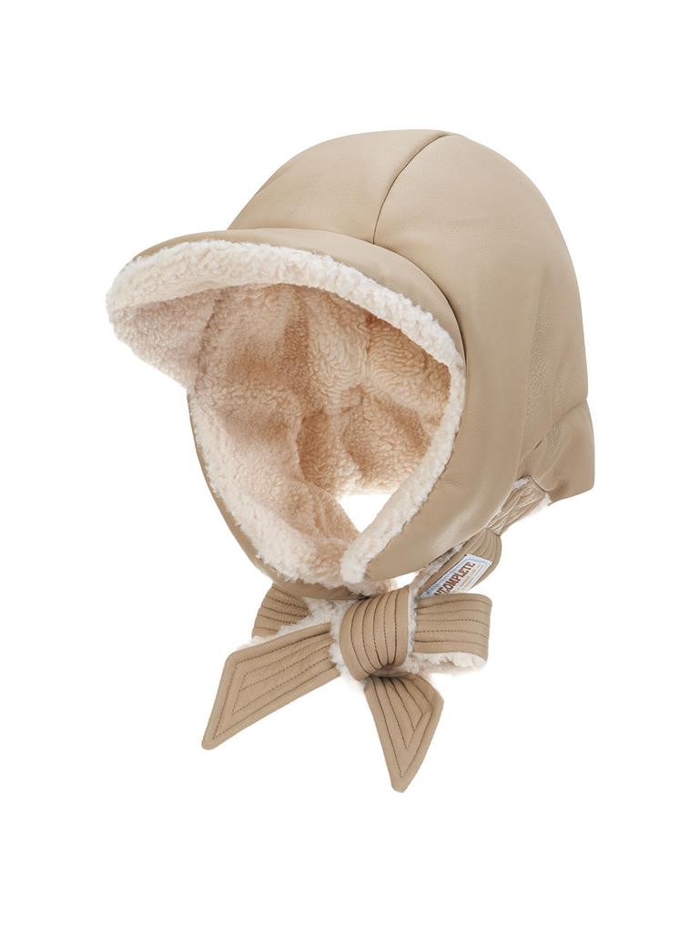 Olinkeompeulliteu Leather Poodle Padded Balaclava (Beige)