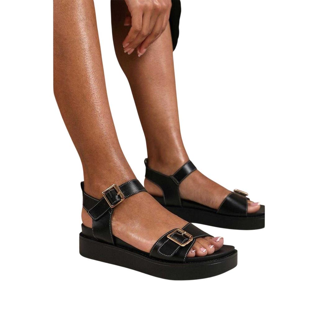 Where's That From Womens/Ladies Double Buckle Casual Platform Sandals