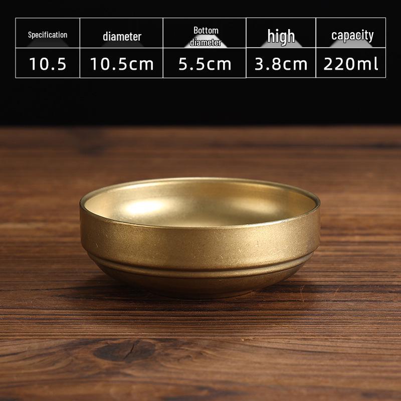 Retro Gold Stainless Steel Tableware Set: Rectangular Plate, Seasoning Dish, Bowl, Water Cup, Chopsticks, Spoon.